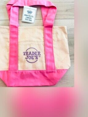 NWT- Tradee Joe's Pink & Cream Canvas Tote Bag